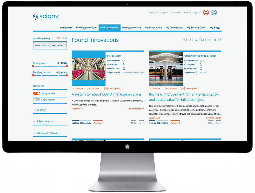 Find investment opportunities on Sciony